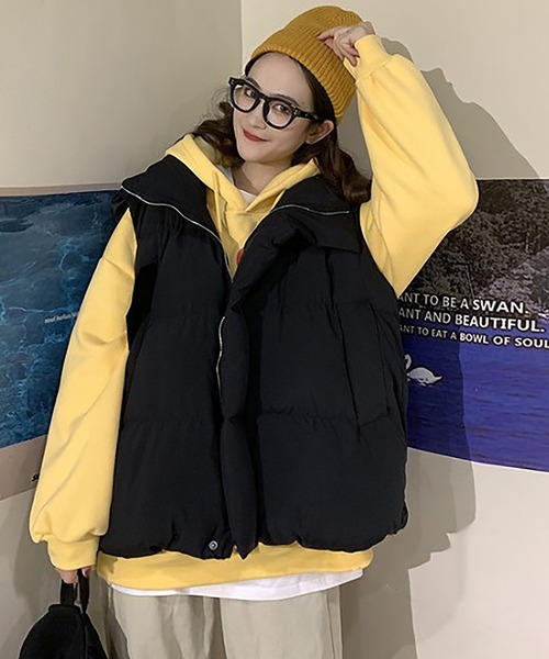 Girly Doll（ガーリードール）の「エコダウンベスト（ダウンベスト・レディース・ブラック/オフホワイト・M/L）」の2枚目の写真