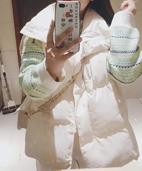 Girly Doll（ガーリードール）の「エコダウンベスト（ダウンベスト・レディース・ブラック/オフホワイト・M/L）」の4枚目の写真