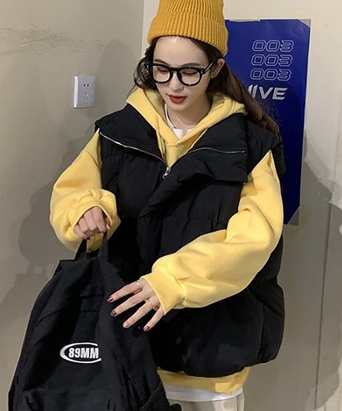 Girly Doll（ガーリードール）の「エコダウンベスト（ダウンベスト・レディース・ブラック/オフホワイト・M/L）」の7枚目の写真