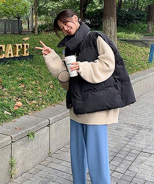 Girly Doll（ガーリードール）の「エコダウンベスト（ダウンベスト・レディース・ブラック/オフホワイト・M/L）」の8枚目の写真