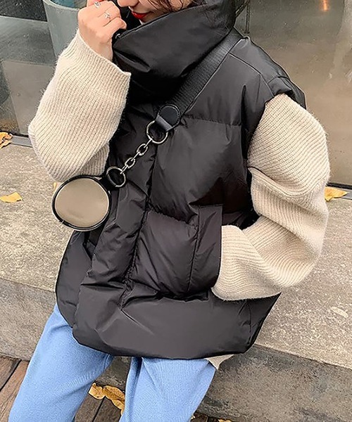 Girly Doll（ガーリードール）の「エコダウンベスト（ダウンベスト・レディース・ブラック/オフホワイト・M/L）」の9枚目の写真