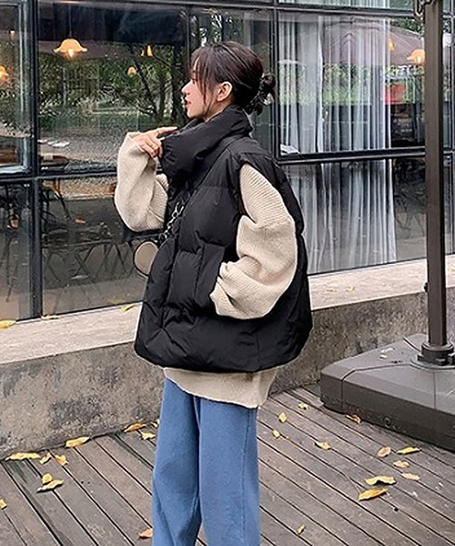 Girly Doll（ガーリードール）の「エコダウンベスト（ダウンベスト・レディース・ブラック/オフホワイト・M/L）」の10枚目の写真