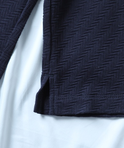 UNION STATION（ユニオンステーション）の「リンクスジャガードVネックロンT（Tシャツ/カットソー・メンズ・ベージュ/ネイビー/ホワイト・L/M/LL）」の6枚目の写真