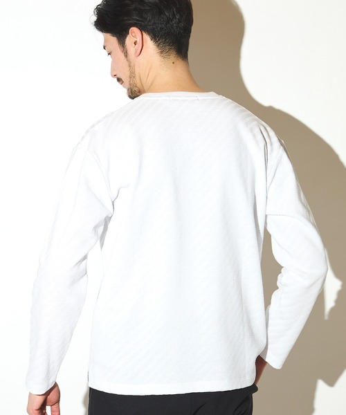 UNION STATION（ユニオンステーション）の「リンクスジャガードVネックロンT（Tシャツ/カットソー・メンズ・ベージュ/ネイビー/ホワイト・L/M/LL）」の18枚目の写真