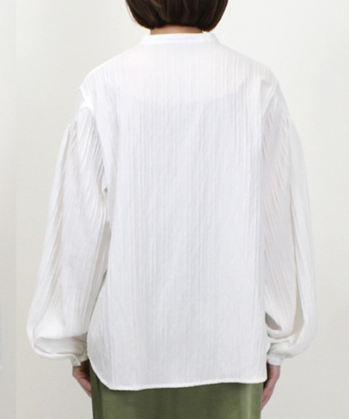 STYLEBLOCK(スタイルブロック)の「シャドーストライプボリュームスリーブブラウス(シャツ/ブラウス・レディース・ピンク/ホワイト/ブラック/ライトベージュ・M)」の8枚目の写真