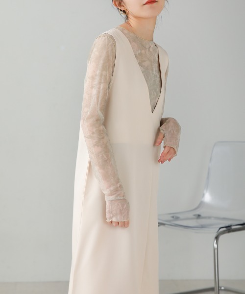 Bab(バブ)の「ニュアンスプリントシアートップス(Tシャツ/カットソー・レディース・ピンク/グリーン/ベージュ/ブルー/オフホワイト/ライトグレー・FREE)」の7枚目の写真