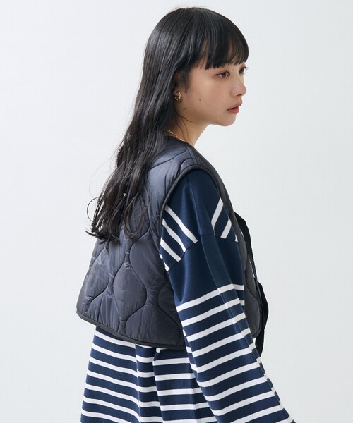 FREAK'S STORE（フリークスストア）の「リボン付きキルトショートベスト（ベスト・レディース・オフホワイト/オリーブ/ブラック・ﾌﾘ-）」の13枚目の写真