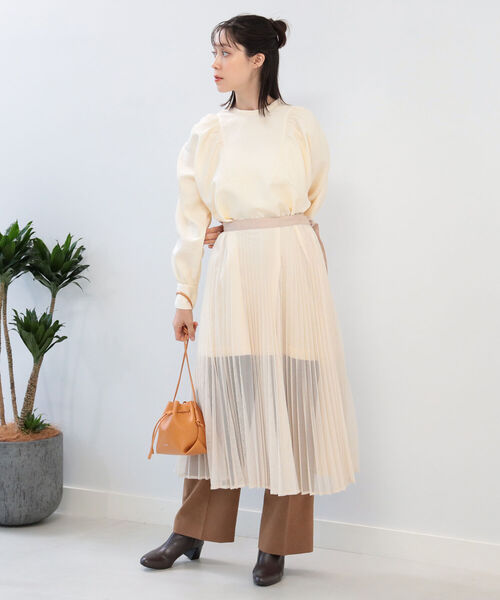 Ray BEAMS（レイビームス）の「Ray BEAMS / メッシュ プリーツ ラップ スカート（スカート・レディース・ホワイト系その他6/ブラック・ONE SIZE）」の4枚目の写真