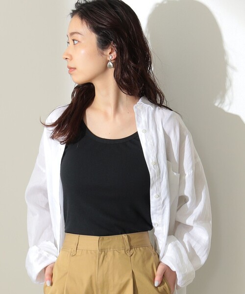 Demi-Luxe BEAMS(デミルクス ビームス)の「Demi-Luxe BEAMS / 強撚コットン テレコタンクトップ(タンクトップ・レディース・ホワイト/ブラック・ONE SIZE)」の2枚目の写真
