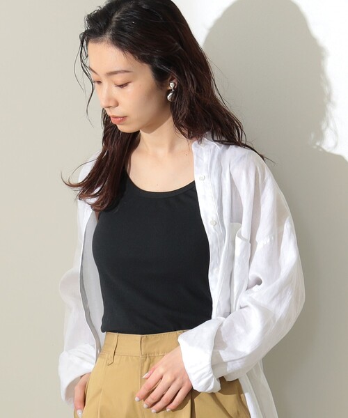 Demi-Luxe BEAMS(デミルクス ビームス)の「Demi-Luxe BEAMS / 強撚コットン テレコタンクトップ(タンクトップ・レディース・ホワイト/ブラック・ONE SIZE)」の13枚目の写真
