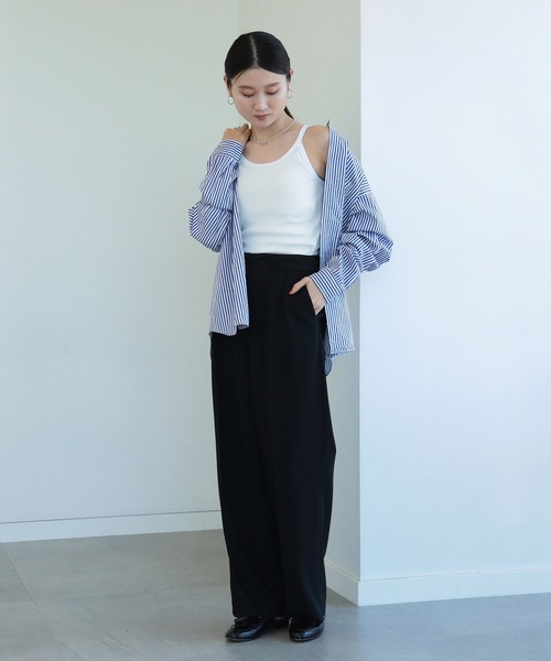 Demi-Luxe BEAMS(デミルクス ビームス)の「Demi-Luxe BEAMS / 強撚コットン テレコタンクトップ(タンクトップ・レディース・ホワイト/ブラック・ONE SIZE)」の20枚目の写真