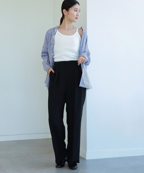 Demi-Luxe BEAMS(デミルクス ビームス)の「Demi-Luxe BEAMS / 強撚コットン テレコタンクトップ(タンクトップ・レディース・ホワイト/ブラック・ONE SIZE)」の18枚目の写真