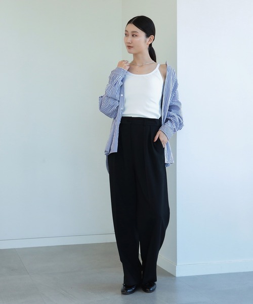 Demi-Luxe BEAMS(デミルクス ビームス)の「Demi-Luxe BEAMS / 強撚コットン テレコタンクトップ(タンクトップ・レディース・ホワイト/ブラック・ONE SIZE)」の17枚目の写真