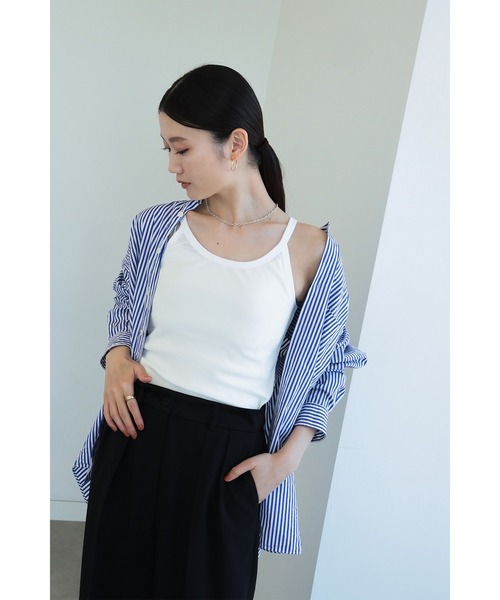 Demi-Luxe BEAMS(デミルクス ビームス)の「Demi-Luxe BEAMS / 強撚コットン テレコタンクトップ(タンクトップ・レディース・ホワイト/ブラック・ONE SIZE)」の21枚目の写真