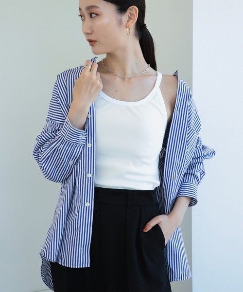 Demi-Luxe BEAMS(デミルクス ビームス)の「Demi-Luxe BEAMS / 強撚コットン テレコタンクトップ(タンクトップ・レディース・ホワイト/ブラック・ONE SIZE)」の22枚目の写真