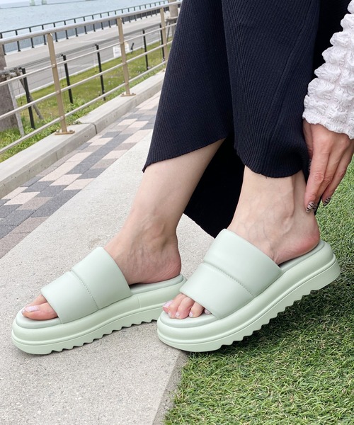 attagirl（アタガール）の「厚底パデットベルトミュール（サンダル・レディース・パープル/グリーン/ホワイト/ブラック・S/M/L/LL）」の3枚目の写真