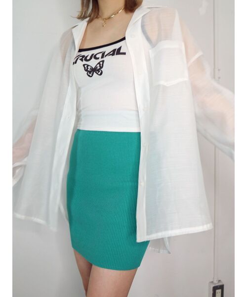 EMODA（エモダ）の「ミニマルリブスカート（スカート・レディース・ブラック/グレー/ミント・FREE）」の5枚目の写真