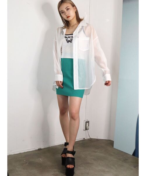 EMODA（エモダ）の「ミニマルリブスカート（スカート・レディース・ブラック/グレー/ミント・FREE）」の6枚目の写真