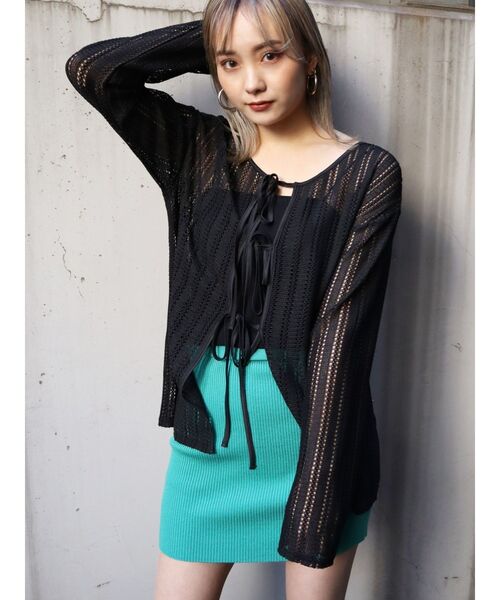 EMODA（エモダ）の「ミニマルリブスカート（スカート・レディース・ブラック/グレー/ミント・FREE）」の7枚目の写真