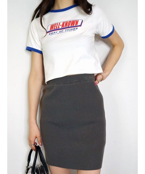 EMODA（エモダ）の「ミニマルリブスカート（スカート・レディース・ブラック/グレー/ミント・FREE）」の10枚目の写真