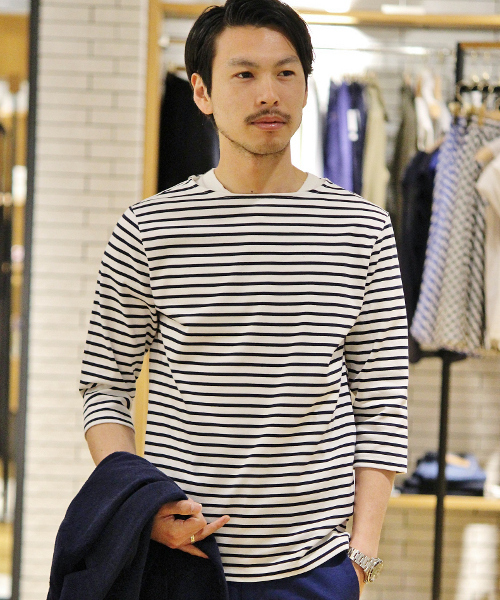 EDIFICE（エディフィス）の「◇BQボーダーボートネック7分袖Tシャツ（Tシャツ/カットソー・メンズ・その他1/その他2/その他9・46/48/44）」の3枚目の写真