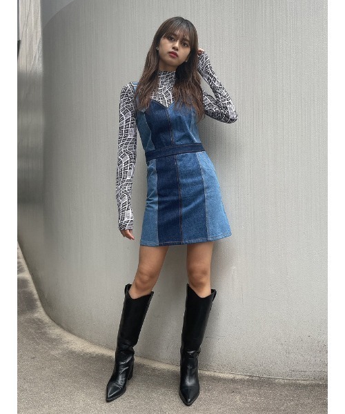 ENVYM（アンビー）の「パッチワークデニムキャミOP（ワンピース・レディース・ブルー・FREE）」の10枚目の写真