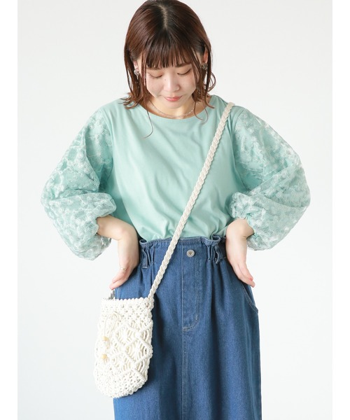 ehka sopo（エヘカソポ）の「◎レース袖プルオーバー（その他トップス・レディース・ミント/ブラック/オフホワイト・ﾌﾘ-）」の3枚目の写真