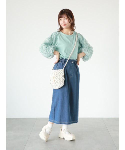 ehka sopo（エヘカソポ）の「◎レース袖プルオーバー（その他トップス・レディース・ミント/ブラック/オフホワイト・ﾌﾘ-）」の5枚目の写真