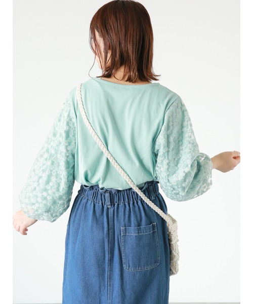 ehka sopo（エヘカソポ）の「◎レース袖プルオーバー（その他トップス・レディース・ミント/ブラック/オフホワイト・ﾌﾘ-）」の11枚目の写真