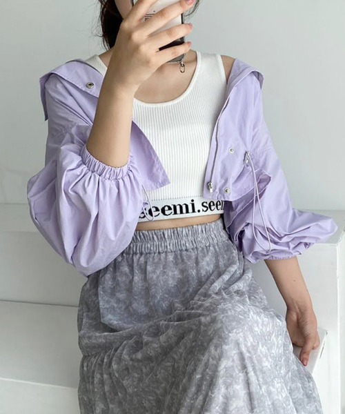 one after another NICE CLAUP(ワンアフターアナザーナイスクラップ)の「ショートマウンテンパーカー(マウンテンパーカー・レディース・オフホワイト/ブラック/ラベンダー・FREE)」の1枚目の写真