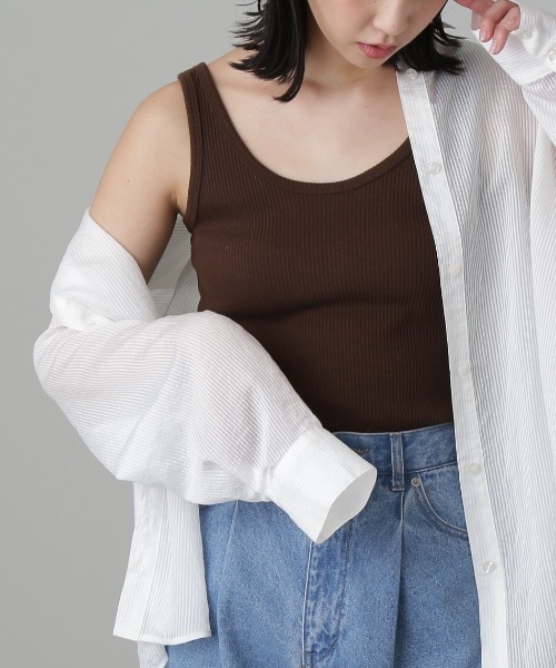 FREE'S MART（フリーズマート）の「テレコタンク（タンクトップ・レディース・ブラック/ブラウン/ホワイト・FREE）」の3枚目の写真