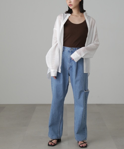 FREE'S MART（フリーズマート）の「テレコタンク（タンクトップ・レディース・ブラック/ブラウン/ホワイト・FREE）」の6枚目の写真