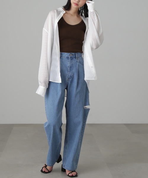 FREE'S MART（フリーズマート）の「テレコタンク（タンクトップ・レディース・ブラック/ブラウン/ホワイト・FREE）」の8枚目の写真