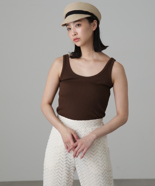 FREE'S MART（フリーズマート）の「テレコタンク（タンクトップ・レディース・ブラック/ブラウン/ホワイト・FREE）」の9枚目の写真