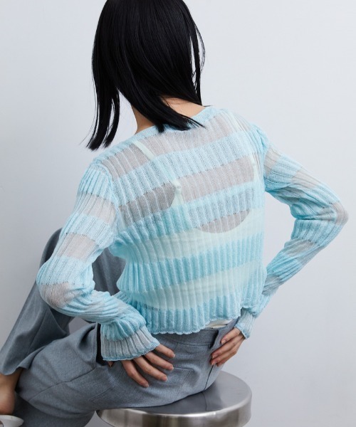 CASA FLINE アップサイクルニットカーディガン CASA FLINE - LOW GAUGE HAND KNIT CARDIGAN / ローゲージハンド