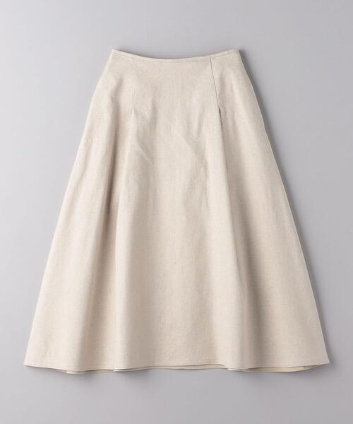 【新品タグ付き】ユナイテッドアローズ＊リネン100％フレアスカート/ナチュラル UNITED ARROWS（ユナイテッドアローズ）の「リネン/ポリエステル