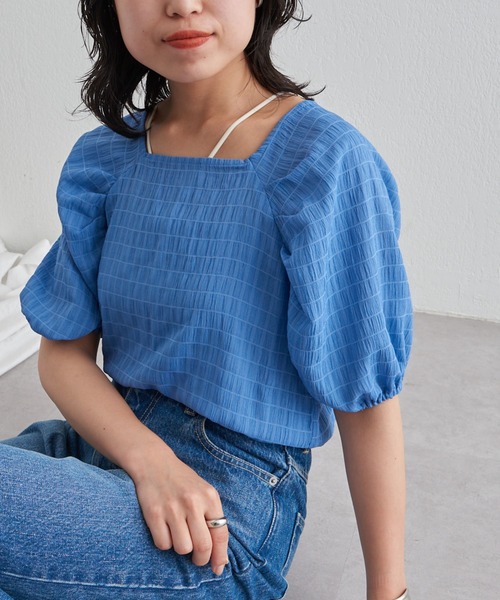 袖タックラグランシャーリングプルオーバー