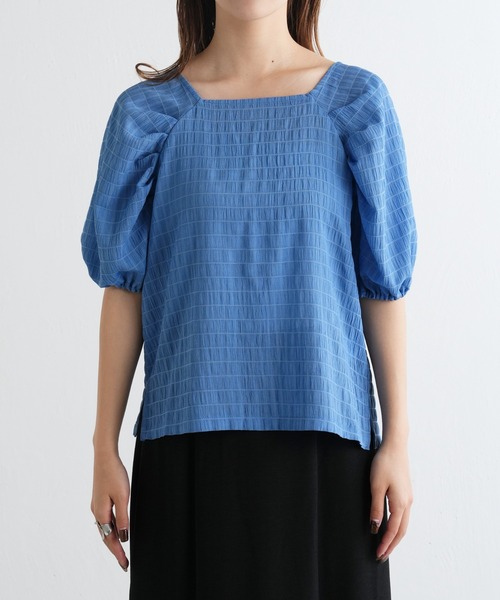 袖タックラグランシャーリングプルオーバー