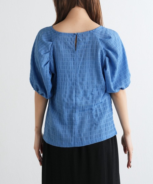 袖タックラグランシャーリングプルオーバー