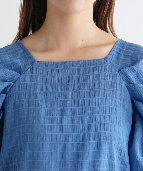 袖タックラグランシャーリングプルオーバー