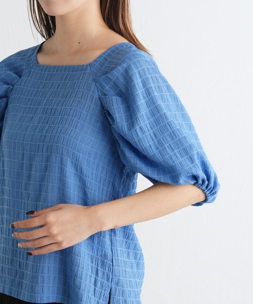 袖タックラグランシャーリングプルオーバー