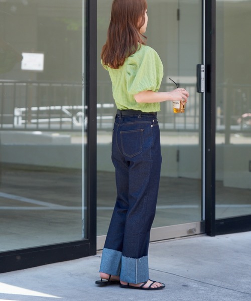 袖タックラグランシャーリングプルオーバー