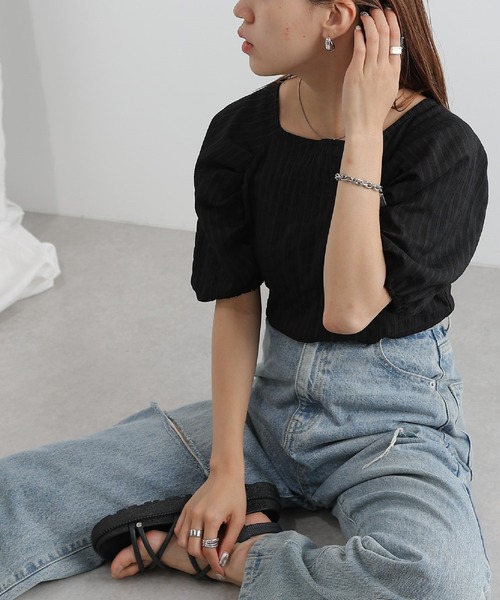 COLONY 2139（コロニートゥーワンスリーナイン）の「袖タックラグランシャーリングプルオーバー（シャツ/ブラウス・レディース・オフホワイト/グリーン/ブラック/ブルー・FREE）」の21枚目の写真