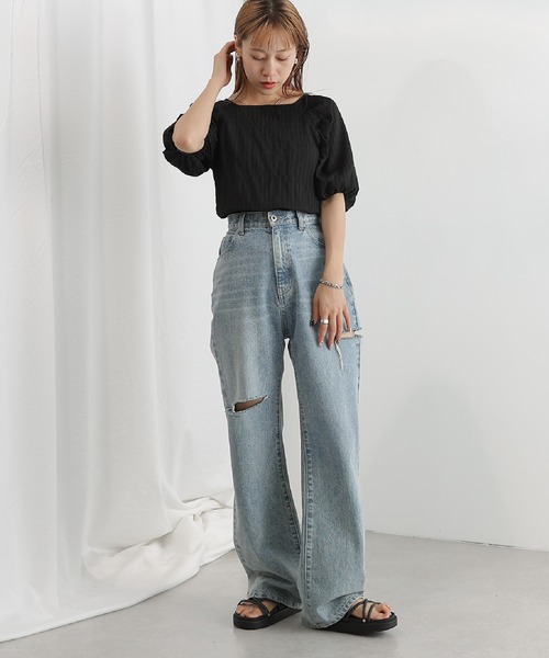 COLONY 2139（コロニートゥーワンスリーナイン）の「袖タックラグランシャーリングプルオーバー（シャツ/ブラウス・レディース・オフホワイト/グリーン/ブラック/ブルー・FREE）」の18枚目の写真