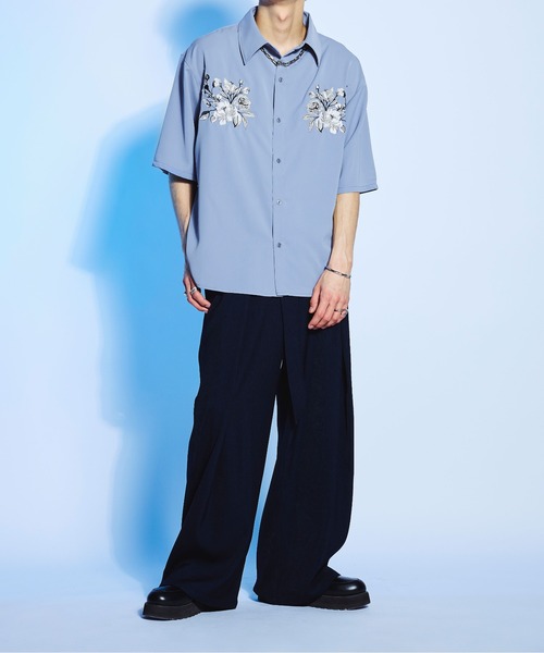 Ellno Loset（エルノロゼット）の「とろみフラワー刺繍シャツ（シャツ/ブラウス・メンズ・ブラック/ブルー/オフホワイト・MEDIUM/SMALL/LARGE）」の21枚目の写真
