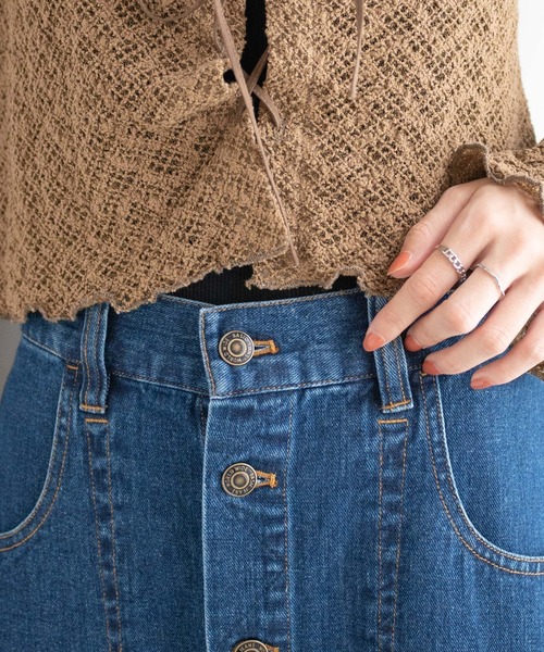 WEGO（ウィゴー）の「WEGO/【セットアップ対応】ボタンスリットデニムロングスカート（デニムスカート・レディース・インディゴブルー・FREE）」の3枚目の写真