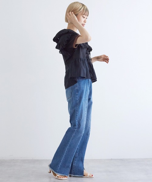 w closet（ダブルクローゼット）の「ハートレースフリルブラウス（シャツ/ブラウス・レディース・ブラック/オフホワイト・FREE）」の17枚目の写真