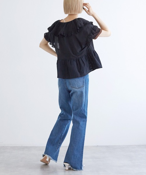 w closet（ダブルクローゼット）の「ハートレースフリルブラウス（シャツ/ブラウス・レディース・ブラック/オフホワイト・FREE）」の18枚目の写真