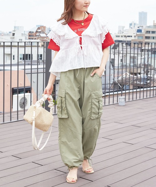 w closet（ダブルクローゼット）の「ハートレースフリルブラウス（シャツ/ブラウス・レディース・ブラック/オフホワイト・FREE）」の3枚目の写真