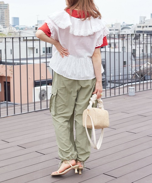 w closet（ダブルクローゼット）の「ハートレースフリルブラウス（シャツ/ブラウス・レディース・ブラック/オフホワイト・FREE）」の7枚目の写真